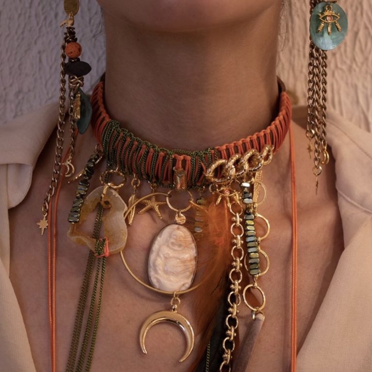 Gerçek Dana Derili Hematit Taşlı Choker
