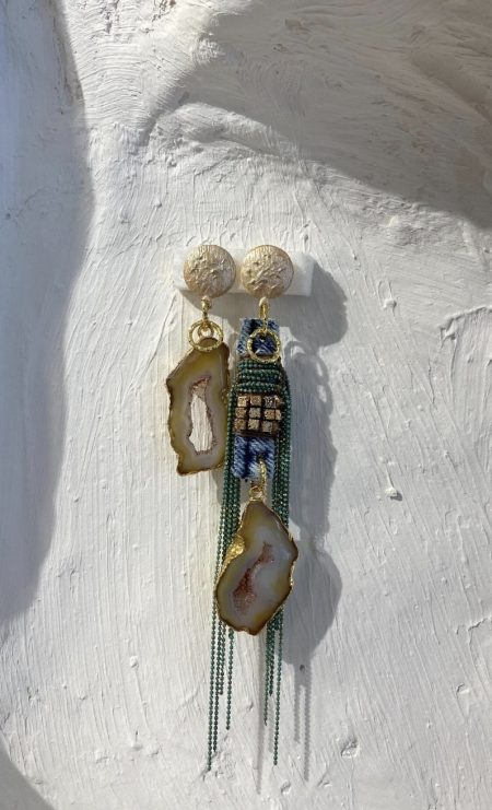 Akik Taşlı Kot Küpe